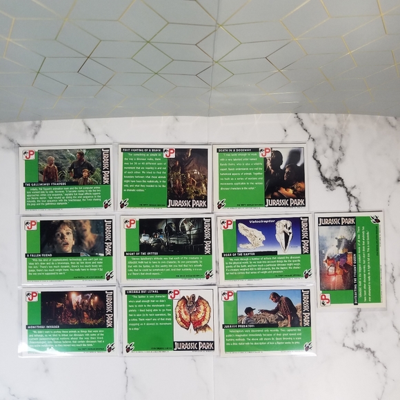 Vintage JP Topps Trading Cards Lot of 10 Jurassic Park Movie Cards Lot #2 - Picture 7 of 12